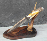 Yavuz Bıçak GRV32 geyik boynuz kabza gravürlü av bıçağı 32 cm